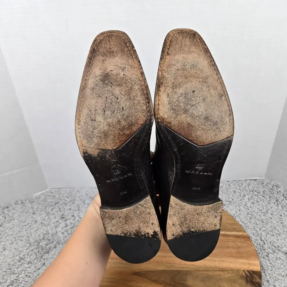 Mezlan Men 12M Escorial Brown Peccary Leather Derby Oxford Plain Toe Dress Shoe